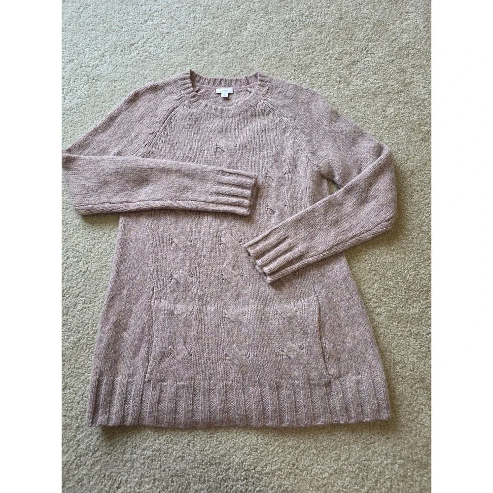Pure Jill J. Jill Womens S Tall Mauve Pink Wool Blend Cable Knit Pocket Sweater